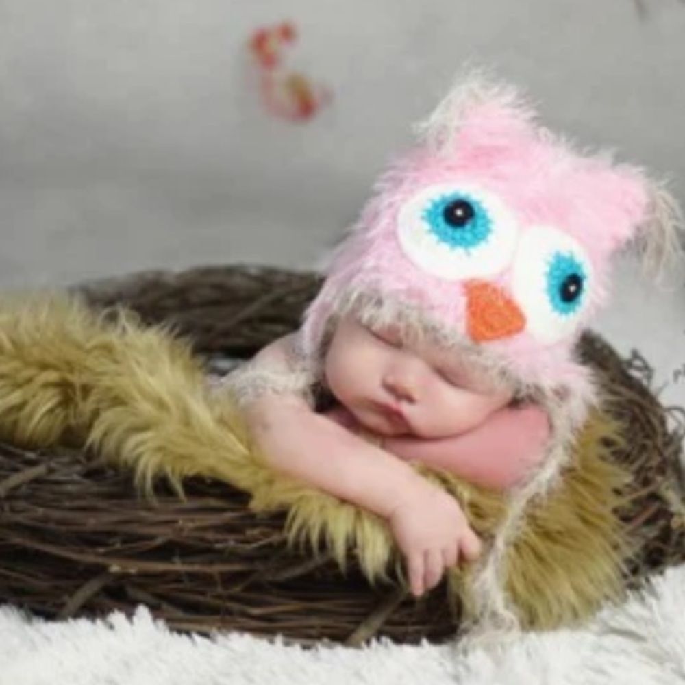 Daisy Baby Unisex Infant Beanie Hat Fisher Pink Owl Photography 0-6 months NWT